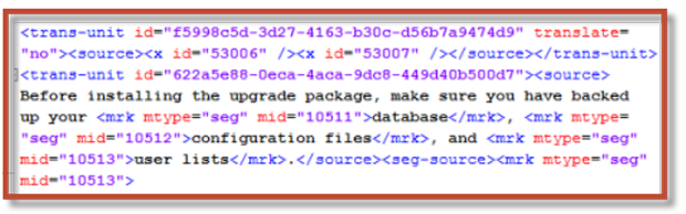 Example of text in XML